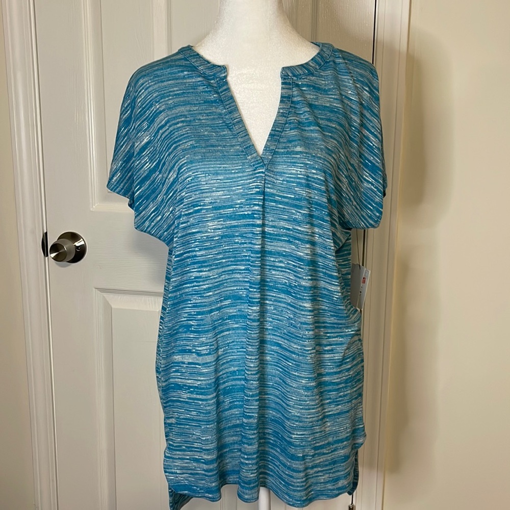 Liz Claiborne Melangue Tunic Tee Shirt Dress Women’s Size Small Blue/Turquoise.